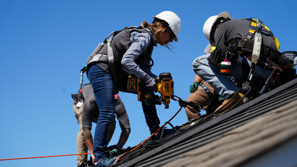 Solar panels on modern home